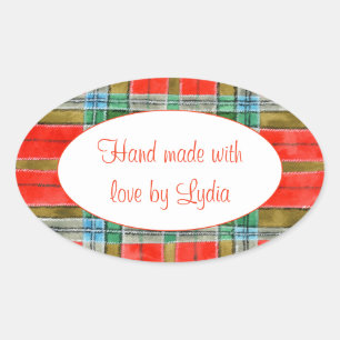 MAC BAIN TARTAN Oval "Hand Made" Stickers