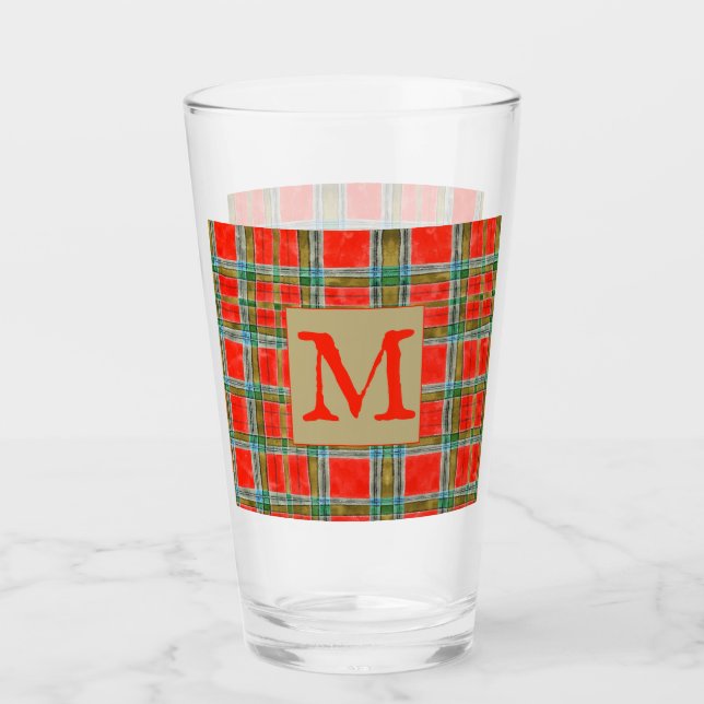 MAC BAIN TARTAN Pint Glass + Initial (Front)
