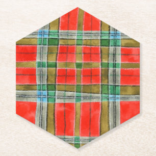 MAC BAIN TARTAN Pointy Hexagon Paper Coasters