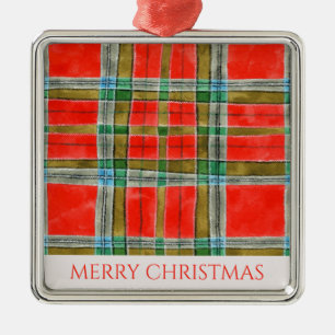 MAC BAIN TARTAN Premium Square Ornament + Text