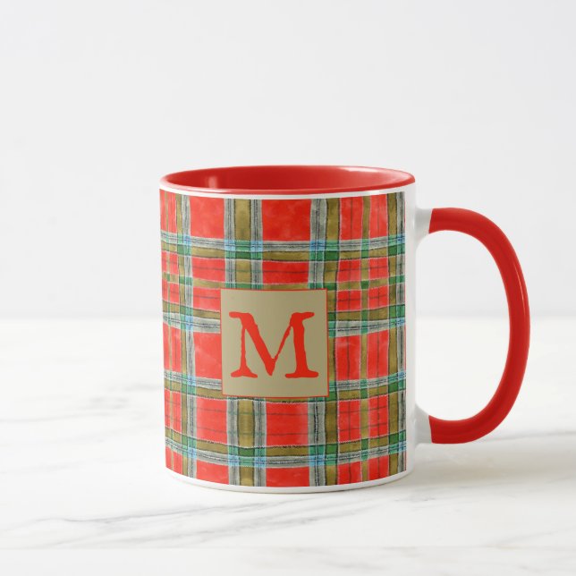 MAC BAIN TARTAN Red Combo Mug + Text (Right)