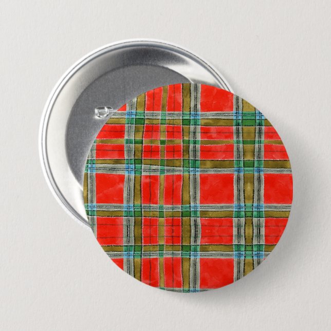 MAC BAIN TARTAN Round Pin Button (Front & Back)