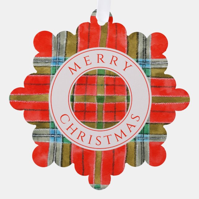 MAC BAIN TARTAN Snowflake Paper Ornament Card (Front)