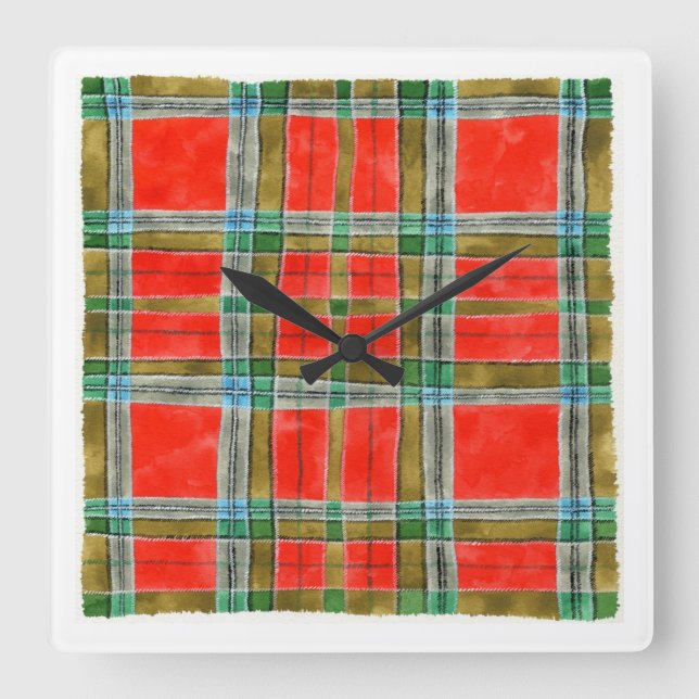 MAC BAIN TARTAN Square Wall Clock (Front)