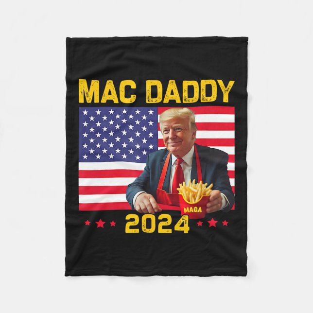Mac Daddy Funny Trump Making Fries Mega Donald Tru Fleece Blanket (Front)