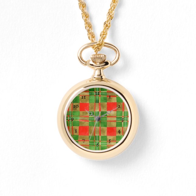 MAC GREGOR TARTAN Gold Necklace Watch (Front)