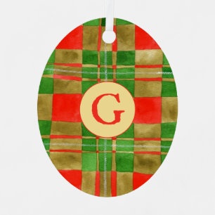 MAC GREGOR TARTAN Metal Oval Ornament + Initial