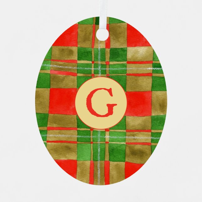 MAC GREGOR TARTAN Metal Oval Ornament + Initial (Front)