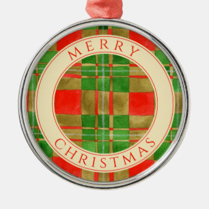 MAC GREGOR TARTAN Premium Round Ornament + Text