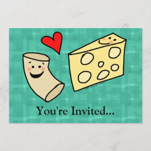 Mac Loves Cheese, Funny Cute Macaroni + Cheese Invitation