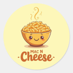 Mac N Cheese Cute Bowl Classic Round Sticker