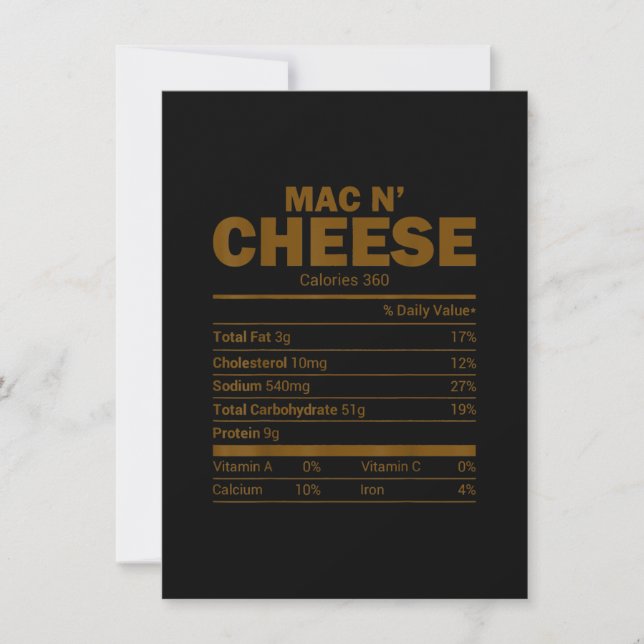 Mac N Cheese Nutrition Facts Family Matching Invitation (Front)