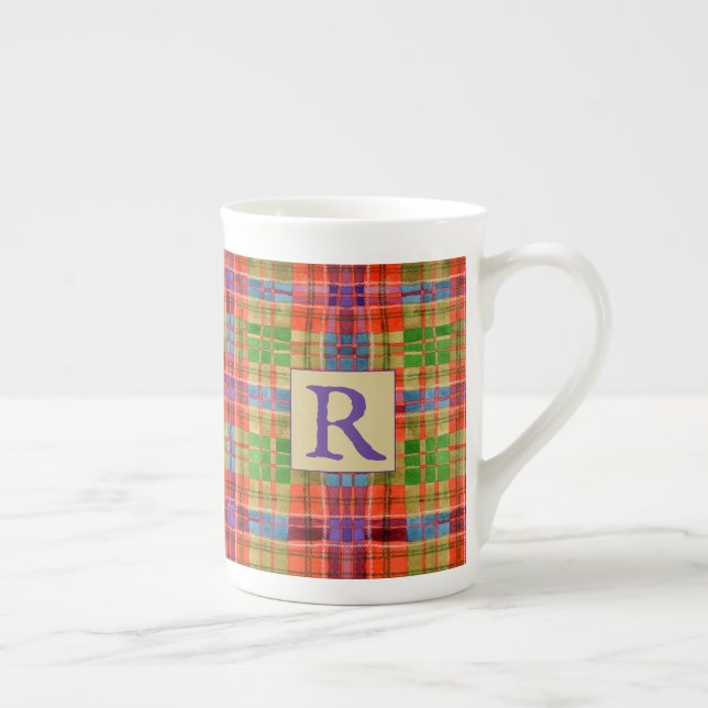 MAC RAE TARTAN Bone China Mug + Initial (Right)