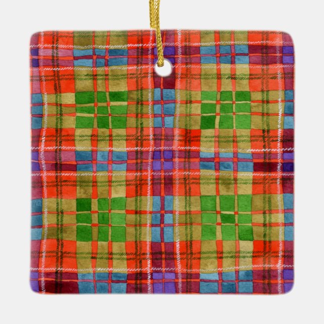 MAC RAE TARTAN Ceramic Square Ornament (Front)