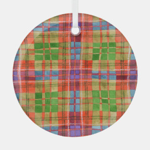 MAC RAE TARTAN Glass Circle Ornament 