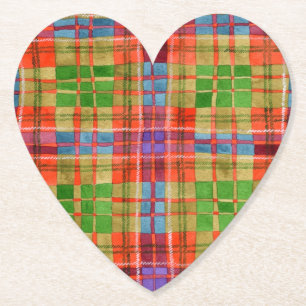 MAC RAE TARTAN Heart Paper Coasters