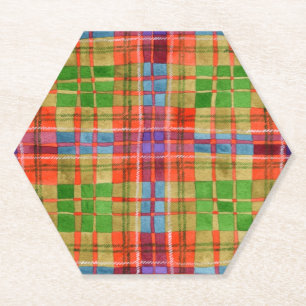 MAC RAE TARTAN Hexagon Paper Coasters