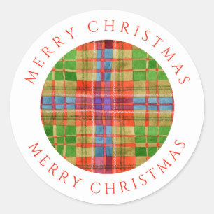 MAC RAE TARTAN Large Round Stickers + Text