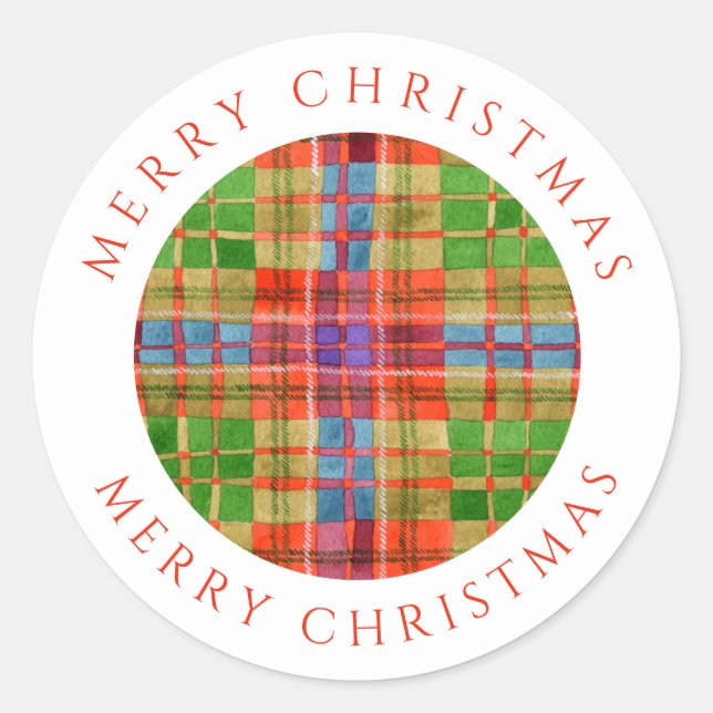 MAC RAE TARTAN Large Round Stickers + Text (Front)