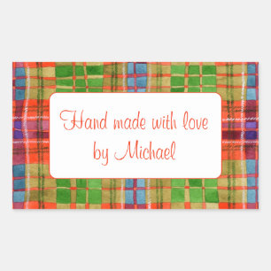 MAC RAE TARTAN Rectangle "Hand Made" Stickers