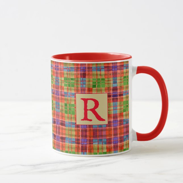 MAC RAE TARTAN Red Combo Mug + Text (Right)