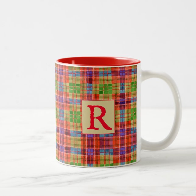MAC RAE TARTAN Red Two-Tone Mug + Text (Right)