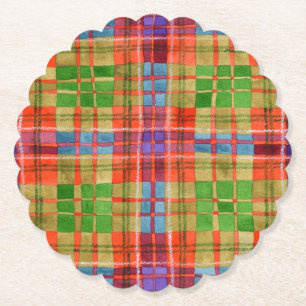 MAC RAE TARTAN Scalloped Square Paper Coasters
