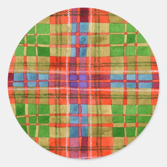 MAC RAE TARTAN Small Round Stickers (Front)
