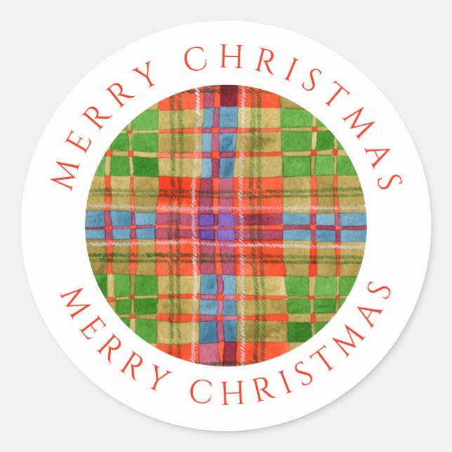 MAC RAE TARTAN Small Round Stickers + Text (Front)