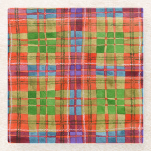 MAC RAE TARTAN Square Glass Coaster