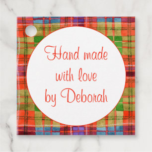 MAC RAE TARTAN Square "Hand Made" Tags