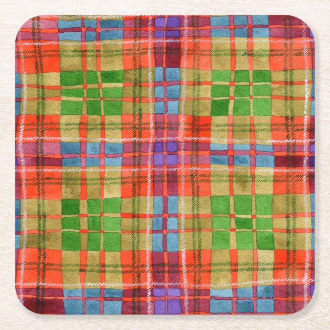 MAC RAE TARTAN Square Paper Coasters (Front)