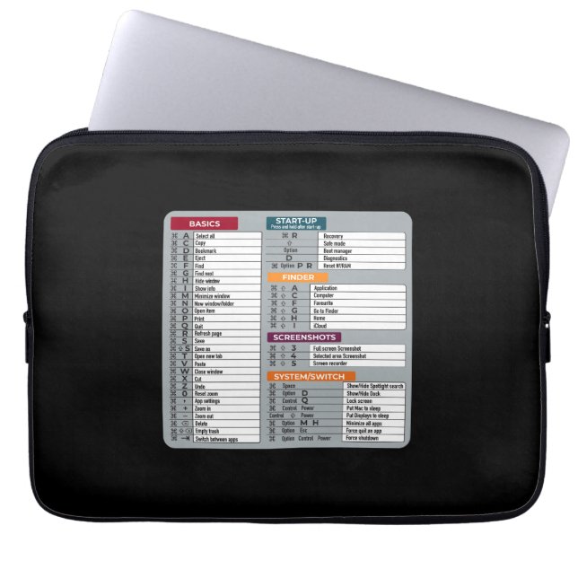 mac shortcut macos computer geek technology apple  laptop sleeve (Front)
