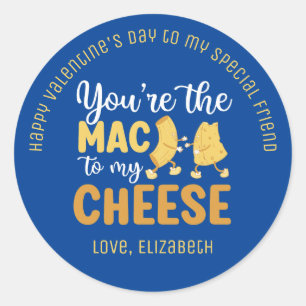 Mac To My Cheese Funny Cute Friend Valentine's Day Classic Round Sticker