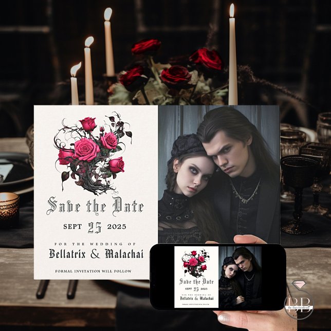 Macabre Crimson Rose Your Photo  Save The Date (Creator Uploaded)