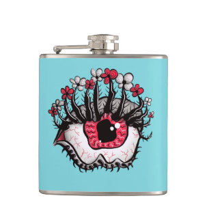Macabre Eye Melt Creepy Psychedelic Dark Art Hip Flask