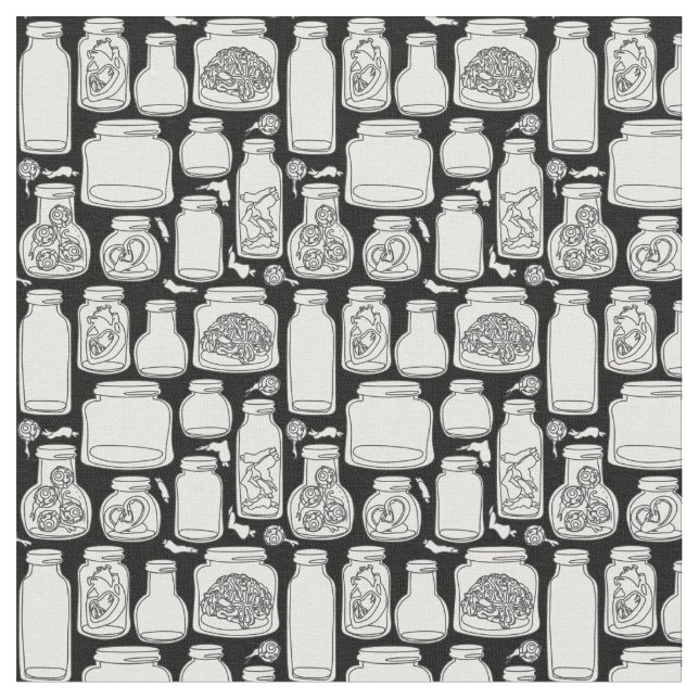 macabre medical specimens black white gothic fabric (Close Up)