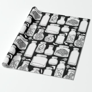 macabre medical specimens black white gothic wrapping paper
