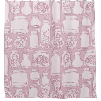 macabre medical specimens pastel pink gothic shower curtain