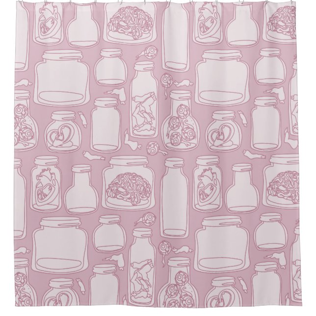 macabre medical specimens pastel pink gothic  shower curtain (Front)
