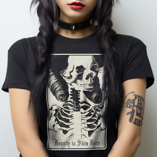 Macabre Skeleton Skull Beauty Tarot Victorian Goth T-Shirt