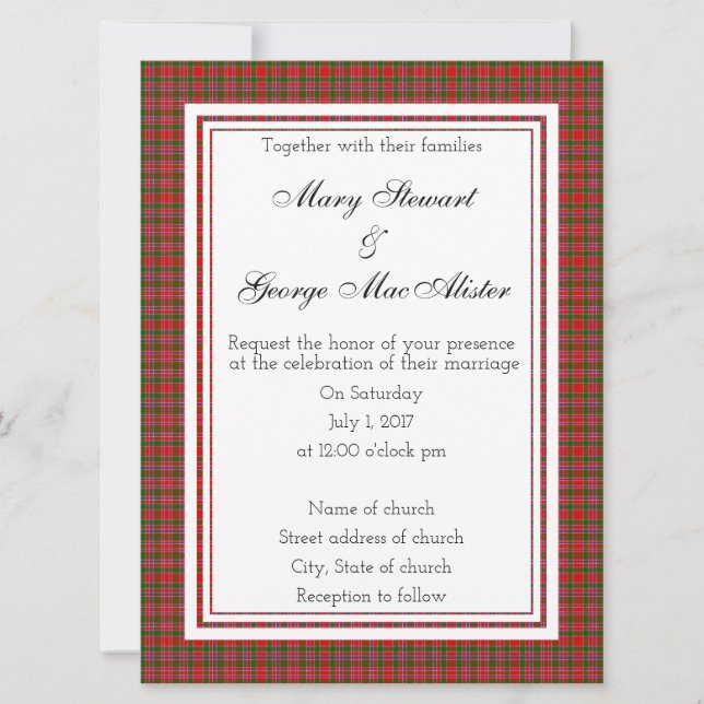 MacAlister Scottish Wedding Invitation (Front)