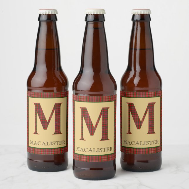 MacAlister Tartan Monogram M  Beer Bottle Label (Bottles)
