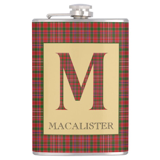 MacAlister Tartan Monogram M  Hip Flask (Front)