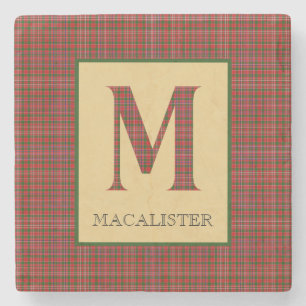 MacAlister Tartan Monogram M  Stone Coaster