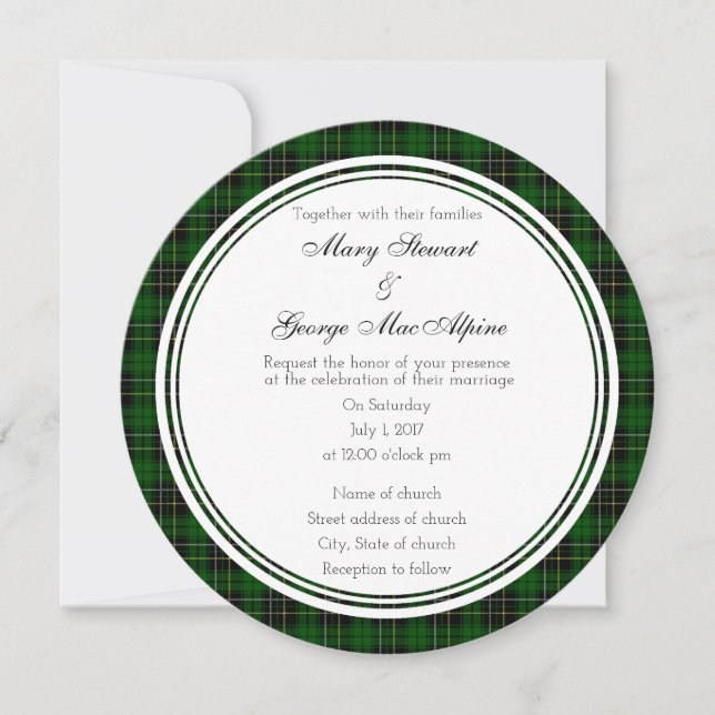 MacAlpine Scottish Wedding Round Invitation (Front)