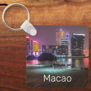 Macao Casino Skyline Panorama China Nighttime Key Ring