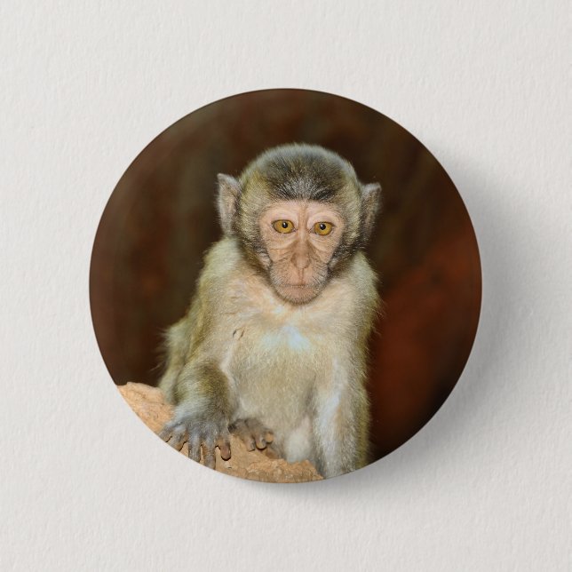 macaque 6 cm round badge (Front)