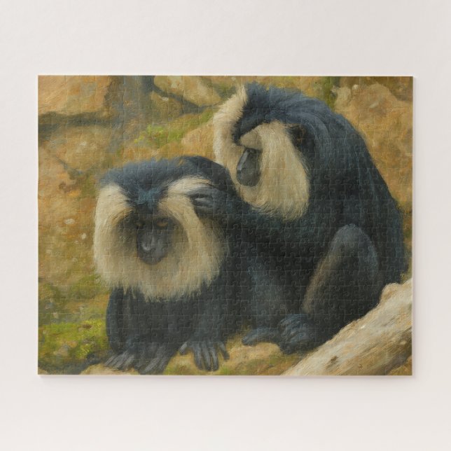Macaque Bond – Grooming Ritual Jigsaw Puzzle (Horizontal)