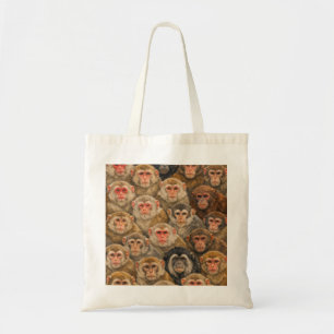 Macaque Monkey Faces Wildlife Portrait Pattern Tote Bag
